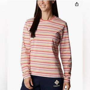 Columbia Womens Sun Trek Coral Reef Pattern Long Sleeve Tee- Size Large